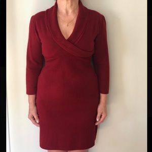 Connected Apparel Red Sweater Dress M